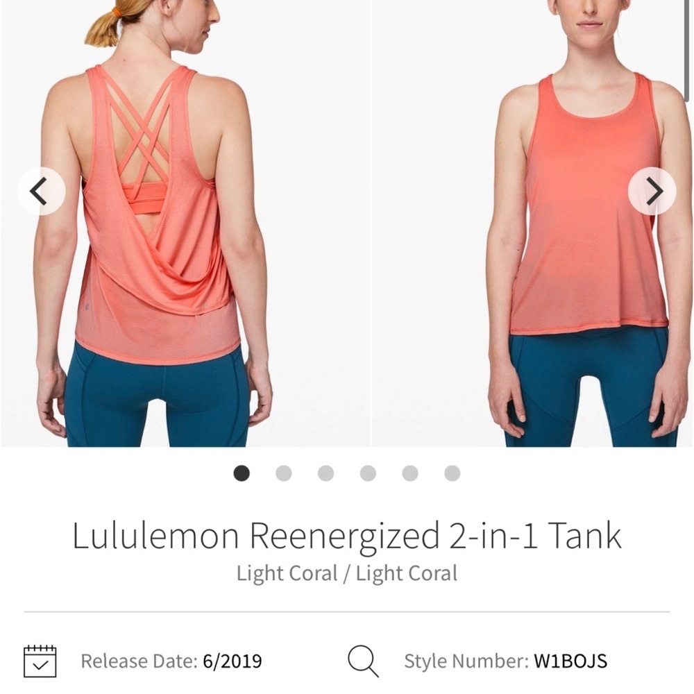Lululemon Reenergized 2-in-1 Tank Size 10